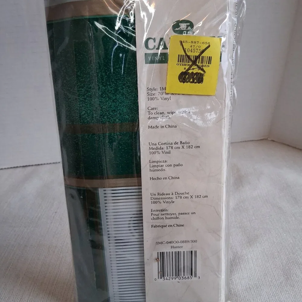 Vintage Cannon Vinyl Shower Curtain Coliseum Royal Green Gold New Old Stock